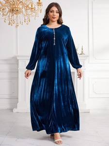 Abaya de Terciopelo de Poliéster Transpirable y Antiestática, Mangas Holgadas, Largo hasta el Tobillo, Estilo Étnico para Mujeres Musulmanas - Personalizable OEM - Product Image 6