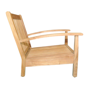Fauteuil d'extérieur en teck avec coussins bleu marine, structure en bois massif, résistant aux intempéries, mobilier de jardin, une place - Product Image 4