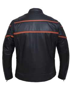 Chaqueta de piel de cabra con doble franja naranja para hombre - Product Image 2