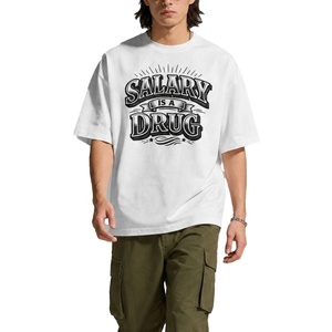 T-shirt personnalisé en gros avec motif graphique blanc pour homme, décontracté, imprimé, à manches courtes, en coton lavé - Product Image 2
