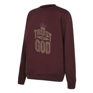 Trust God Flock Print Crew Neck Sweatshirt Men Regular Fit Autumn Casual 100% Cotton Knitted Pullover Front Logo Breathable 200g - Product Image 3