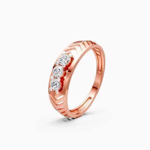 Elegante anillo triple con diamantes cultivados en laboratorio de 0.26 quilates en oro amarillo, blanco y rosa de 9 quilates - Product Image 1