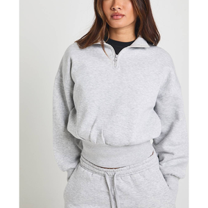 Conjunto Deportivo Personalizado de 2 Piezas para Mujer, Ropa de Yoga para Actividades al Aire Libre, Top Corto con Media Cremallera y Puños Elásticos, Pantalones Jogger Bordados - Product Image 5