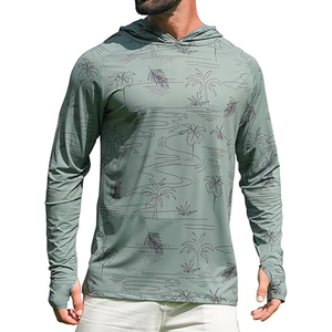 เสื้อตกปลาผู้ชายสีแดงแขนยาวมีฮู้ด UPF 50 แห้งเร็ว สีพื้น แบบสวมหัว - Product Image 4
