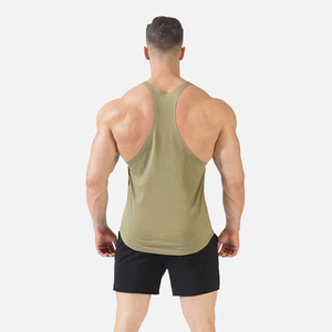 Camiseta sin mangas para hombre, estilo racerback, color sólido, estilo casual de punto, verde oliva, camiseta sin mangas blanca para hombre con estampado Beach Club - Product Image 4