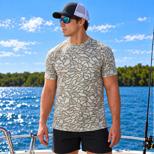 T-shirt de pêche athlétique 200 gsm, coupe ajustée, marque privée, pour hommes, vêtements de sport pour la pêche, pour les marques. - Product Image 4