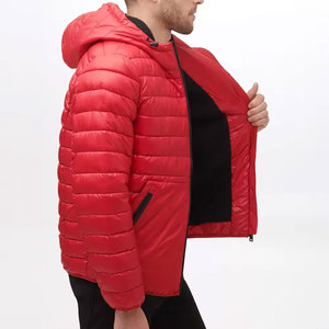 Chaqueta Acolchada Roja con Capucha para Hombre, Cortavientos, Gruesa y Aislante, Abrigo de Invierno con Cuello Alto y Cierre de Cremallera, Estilo Casual - Product Image 4