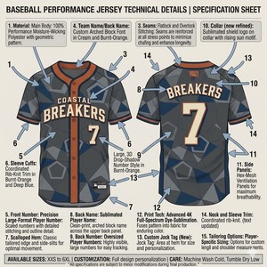 Maillot de baseball personnalisé pour homme, respirant, séchage rapide, logo d'équipe personnalisé, manches courtes, impression sublimée, polyester. - Product Image 6