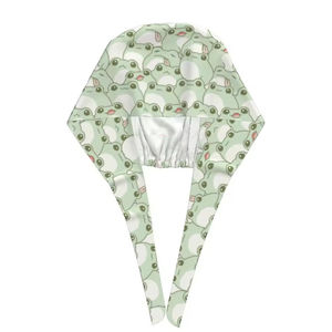 Cute Frog Cartoon Animal Medical <b>Scrub</b> <b>Cap</b> Adjustable Tie Back Surgical Nurse Hat Cotton Needle Detection Healthcare Headwear - Product Image 3