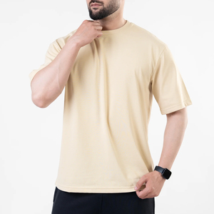 T-shirts décontractés surdimensionnés pour hommes en coton élasthanne, coupe classique, couleur unie, manches courtes, impression sérigraphique - Product Image 4