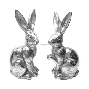 Escultura de conejo Modelo de conejo de aluminio y pieza de exhibición Conejitos hechos a mano Decoración para el hogar Decoración IMPEX - Product Image 3
