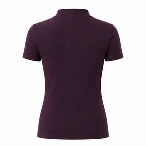 เสื้อยืดคอกลมแขนสั้นทรงเข้ารูปสำหรับผู้หญิง สีพลัมเข้ม ผ้าคอตตอนเจอร์ซีย์เนื้อนุ่ม - Product Image 2