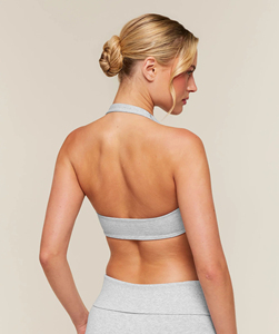 Bralette Halter sin Costuras para Mujer, Color Gris Claro, sin Varillas, Tejido Sólido de Spandex y Algodón, Deportivo, para Todas las Temporadas, Lavable a Máquina - Product Image 3