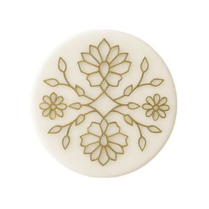 Handcrafted Round Floral Pattern <b>Coaster</b> Yellow and Pink Flowers Decorative <b>Drink</b> Holder Modern Home Decor Made From Stone - Product Image 5