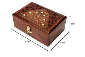 Boîte de rangement pour bijoux en bois rectangulaire écologique faite à la main pour femmes, design sculpté à la main, organisateur de bijoux, bagues, boucles d'oreilles - Product Image 2