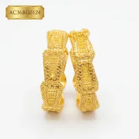AC36BG0124 Juego de Pulseras de Oro de 24K para Mujer, Diseño Geométrico, Estilo Clásico, Joyería para Boda