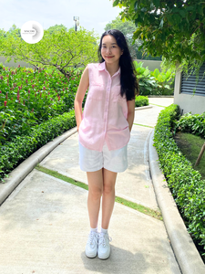 Wholesale OEM ODM Non-shrinking Linen Casual Summer Vietnam Manufacturer Button Woven <b>Sleeveless</b> <b>Shirt</b> - Product Image 1