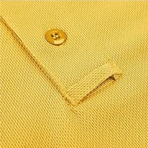 <b>Men's</b> <b>Yellow</b> Pique Polo <b>Shirt</b> Short Sleeve Solid Color Casual Style Button Design Regular Fit Woven Fabric - Product Image 4