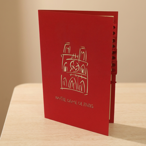 Carte pop-up 3D Notre-Dame de Paris, artisanale et personnalisée, en papier découpé rouge, objet de collection, décoration intérieure BD009 - Product Image 4