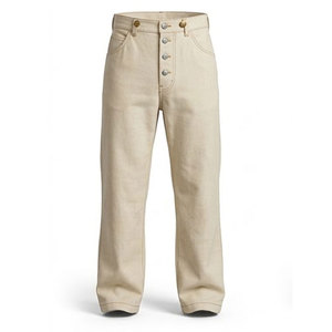 Pantalon Homme Taille Personnalisée Style Guerre Civile, Coupe Droite d'Inspiration Vintage, Tissu Toile Léger et Écologique, Boutons Sécurisés - Product Image 1