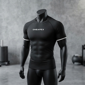 Camiseta de Compresión para Hombre, Negra, Manga Corta, Deportiva, para Gimnasio, Entrenamiento, Ropa Deportiva, Logotipo Personalizado, Fitness, Running, Ejercicio - Product Image 2
