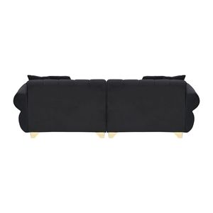 Divani moderni eleganti da 89 pollici con cuscini avvolti a molla 3 sedili flanella 4 cuscini in metallo piedini - Product Image 5