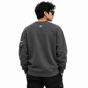 Sudadera de Cuello Redondo Extra Grande para Hombre Warpro, Sudadera de Forro Polar de Color Sólido, Ropa Casual de Calle con Diseño de Bolsillo, Ropa de Otoño - Product Image 2