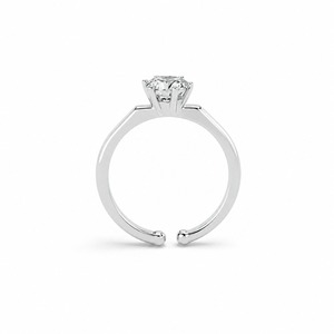 Anillo de Compromiso de Oro Blanco con Diamante Redondo, Engaste Clásico, Joyería Fina para Mujer - Product Image 2