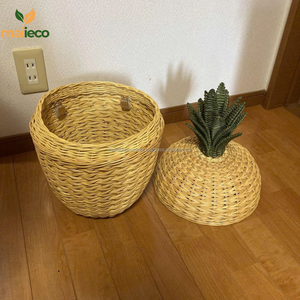 Cesta de almacenamiento de ratán tejido en forma de piña creativa caliente para juguetes de niños o contenedores de almacenamiento de juguetes para bebés Material Natural de estilo Vintage - Product Image 5