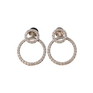 1.62 CT Round Lab Grown Diamond 14K White Gold <b>Circle</b> Hoop Earrings with Pave Yellow 10K Gold and Rose Gold Options Available - Product Image 1