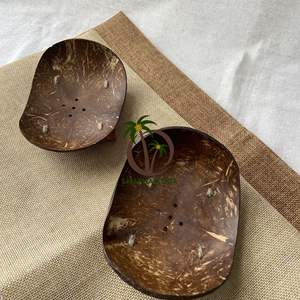 Jabonera de cáscara de coco tallada natural, soporte de bandeja biodegradable para suministro de baño y inodoro elegante barato - Product Image 3