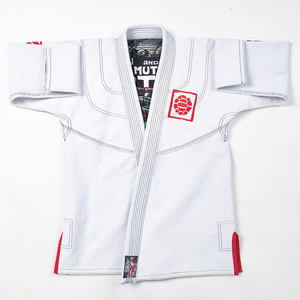 Kimono de BJJ blanc avec broderie du logo et doublure par sublimation, coupe classique, unisexe adulte, vêtements d'arts martiaux - Product Image 4