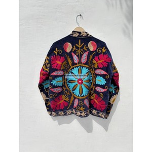 Wholesale <b>Velvet</b> Embroidered Jacket <b>Women's</b> Mandarin Collar Full Sleeve Floral Design Handmade Autumn <b>Coat</b> - Product Image 6
