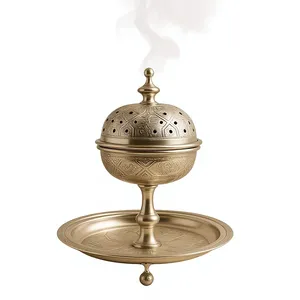 METAL LINE EXPORTS Quemador de incienso de bronce hecho a mano con tapa calada y patrón de llave griega, soporte aromático chino para todas las estaciones - Product Image 5