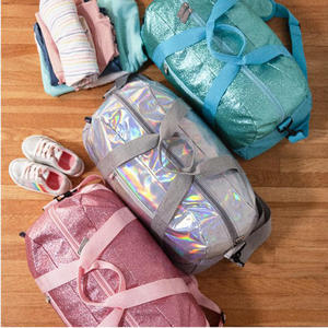 Sac à déjeuner scintillant turquoise avec logo Cheer sur le devant, fermeture éclair, équipement pour équipe de danse pour enfants, sac à dos personnalisé pour cheerleading, vente en gros - Product Image 6