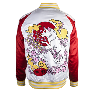 Custom Embroidered Front Logo Eco-Friendly Satin Bomber <b>Jacket</b> 100% Polyester Sporty Unisex - Product Image 5