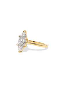 แหวนหมั้นเพชรเม็ดเดี่ยวทรงมาร์คีส์ 3 กะรัต เพชรเพาะเลี้ยง ทอง 18K ชุบทอง 14K รับรองโดย IGI - Product Image 3