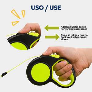 Laisse pour chien Yommy confortable avec système de freinage, trois tailles (3m, 5m et 8m), jusqu'à 15kg, 20kg et 35kg, extensible et sécurisée pour animaux de compagnie - Product Image 5