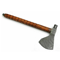Kısa Saplı Endüstriyel Sınıf Yüksek Karbon Çelikli Çift Bıçaklı Tomahawk Balta Başı, Gül Ağacı Saplı ve Ücretsiz Deri Kılıflı