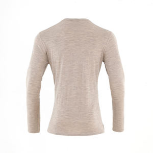 Solid Color Merino <b>Wool</b> Crew Neck Jersey T Shirt with Silk Screen Printing Premium Casual Wear - Product Image 2