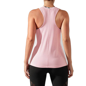Camiseta sin Mangas para Mujer, Color Sólido, Cuello Redondo, Tejida, Transpirable, Informal, Rosa, con Logotipo Frontal, 100% Poliéster - Product Image 4