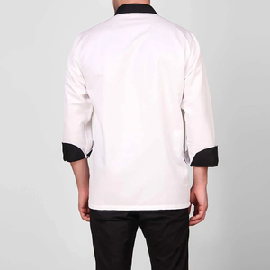 เสื้อเชฟผู้ชายแบบ OEM สกรีนโลโก้และขนาดตามสั่ง สำหรับงานครัว ทำอาหาร แขนยาว ดีไซน์เรียบง่าย ผลิตเพื่อจำหน่าย - Product Image 2
