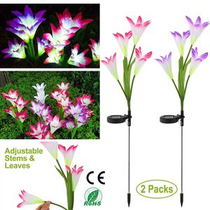 2 Luces Solares LED para Jardín con Forma de Lirio, Resistentes al Agua IP65, con Cambio de 7 Colores, para Decoración de Festivales al Aire Libre - Product Image 4