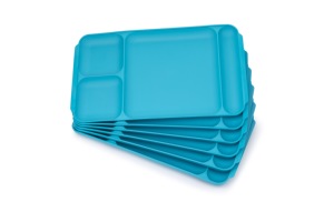 Premium <b>plastic</b> food plate compartment serving <b>tray</b> reusable dinner plate for home kitchen cafeteria in pink blue green - Product Image 4