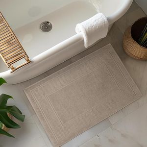 Ensemble de tapis de bain en coton épais, beige uni, rectangulaire, antidérapant, tapis de sol tissé pour usage domestique, lavable en machine - Product Image 3