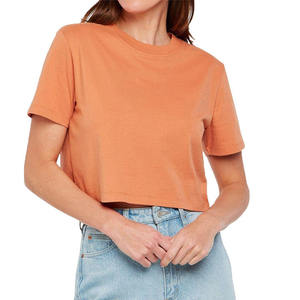INDEX APPAREL Women's Orange Crop <b>Top</b> T-Shirt Crew Neck Short Sleeve Solid Color Casual Spring Summer Wear - Product Image 6