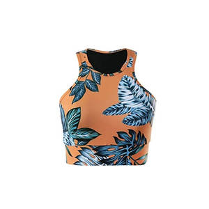 Ensemble de yoga 2 pièces pour femmes, leggings taille haute, soutien-gorge de sport à bretelles croisées, imprimé feuilles tropicales - Product Image 3