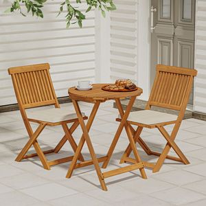 Modern Teak Folding Bistro Set Outdoor Patio <b>Table</b> and Chairs Garden Furniture for Cafe Resort Villa - Product Image 1