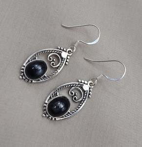 Pendientes Colgantes de Plata de Ley 925 con Estrella Negra y Oro, Joyería Vintage Boho con Piedras Preciosas, Certificación IGI, para Regalo de Aniversario o Fiesta - Product Image 4