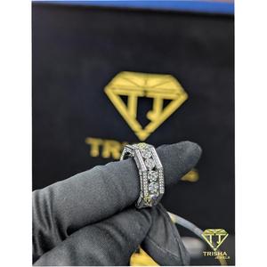 Luxury VVS Moissanite Diamond Pave <b>Ring</b> 925 Sterling Silver Fully <b>Iced</b> Out Hip Hop Jewelry For Men By Trisha Jewels - Product Image 3
